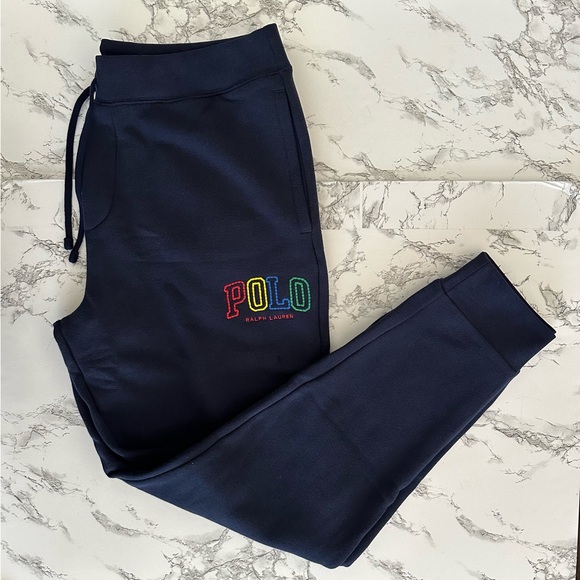 Polo Ralph Lauren Sportsman Polo Logo Fleece Jogger Pants PWing Bear Size Large